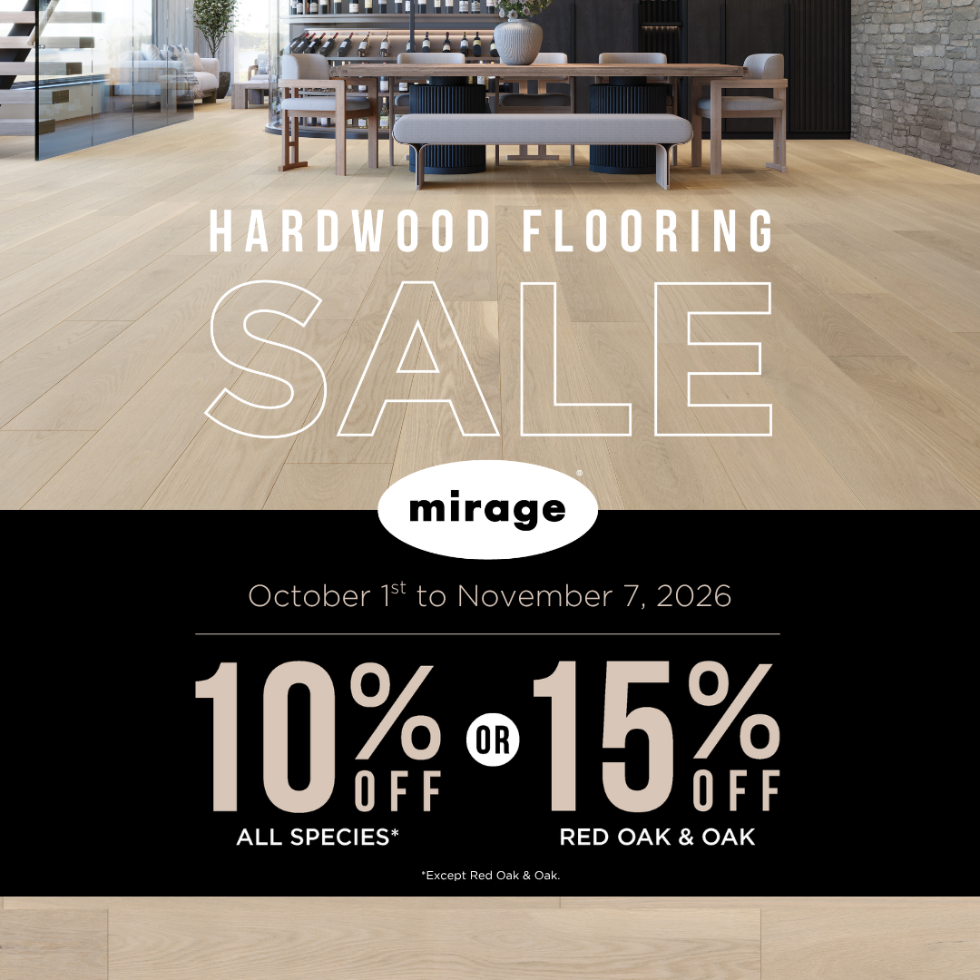 Hardwood Flooring Sale: 10% off all species* or 15% off Red Oak & Oak, October 1 to November 7, 2026